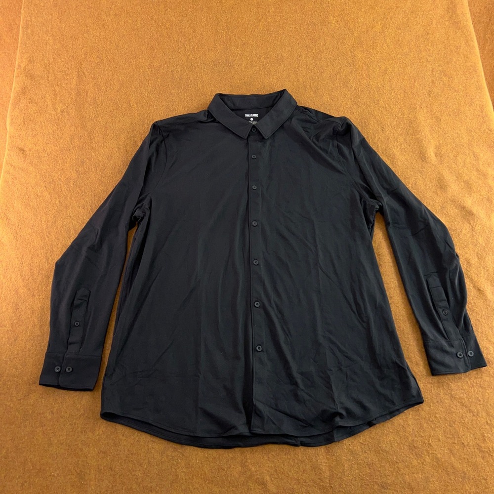 True Classic Mens 2XL Black Stretch Long Sleeve Button Down Shirt New